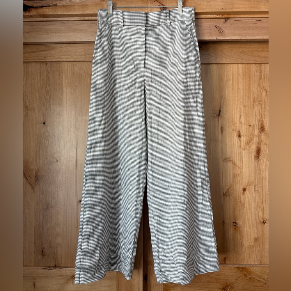 Everlane wide leg gingham linen pant